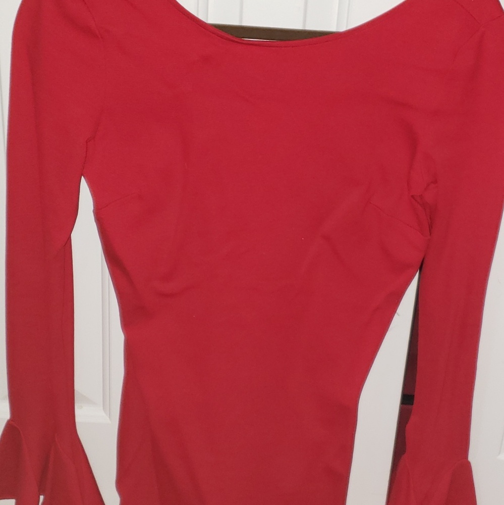 Red mini dress or shirt with big puffy sleeves